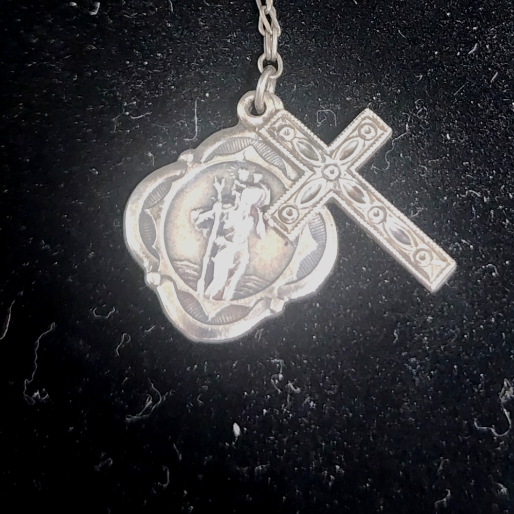 Elegant Silver Cross & Saint Christopher Pendant Necklace By Orly Baruch